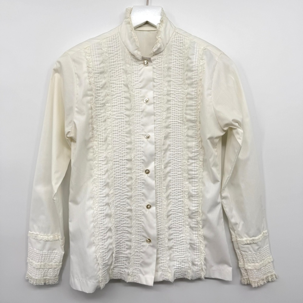 Vintage 70s Top Shirt Blouse Size S M Fairy Coquette Ethereal Prairie Victorian